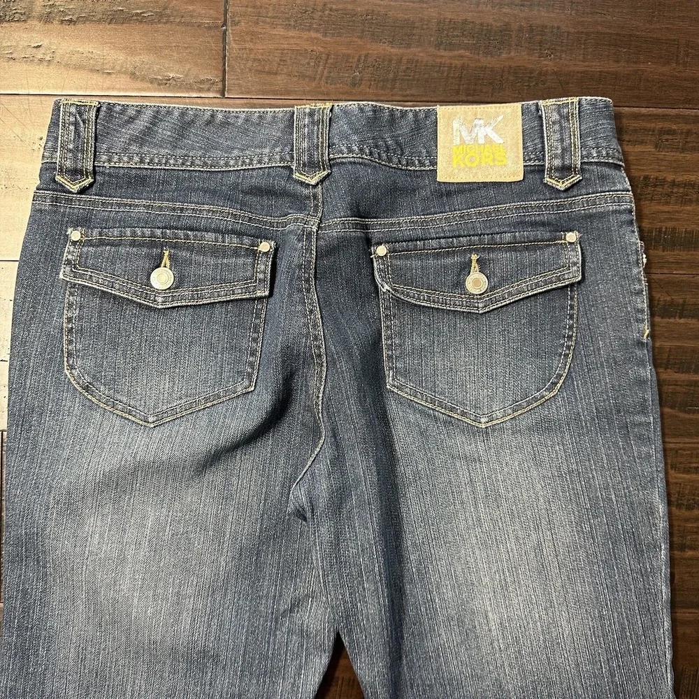 Michael Kors Women's Bootcut Jeans Size 10 Button Flap Pockets Medium Wash